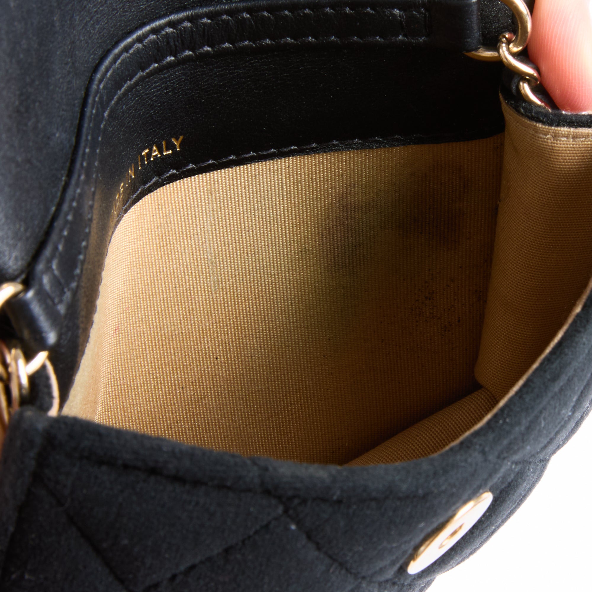 CHANEL - Sac bandoulière Mini Logo CC velours noir - Hand bag