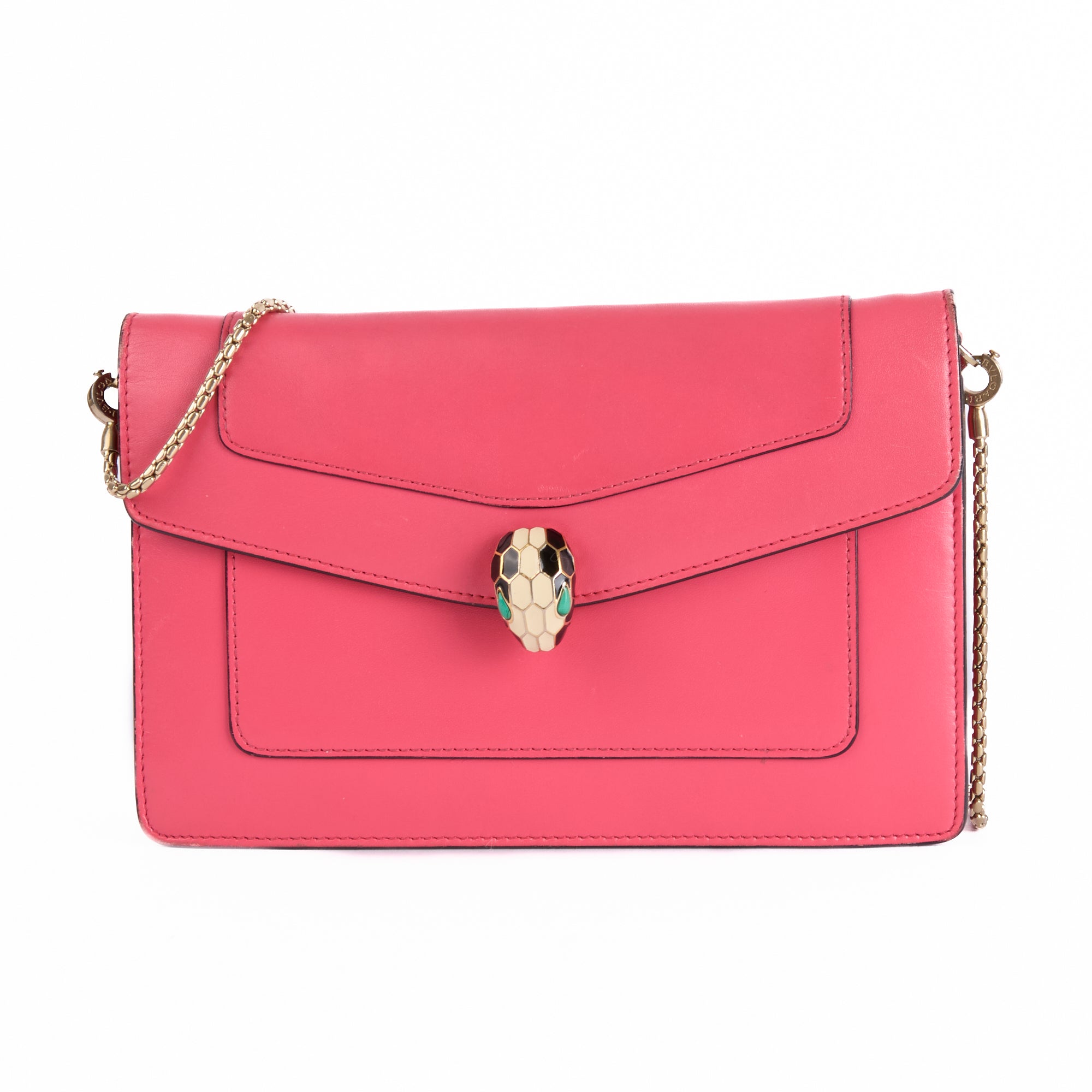 BULGARI - Serpenti PM pink leather shoulder bag - Handbag