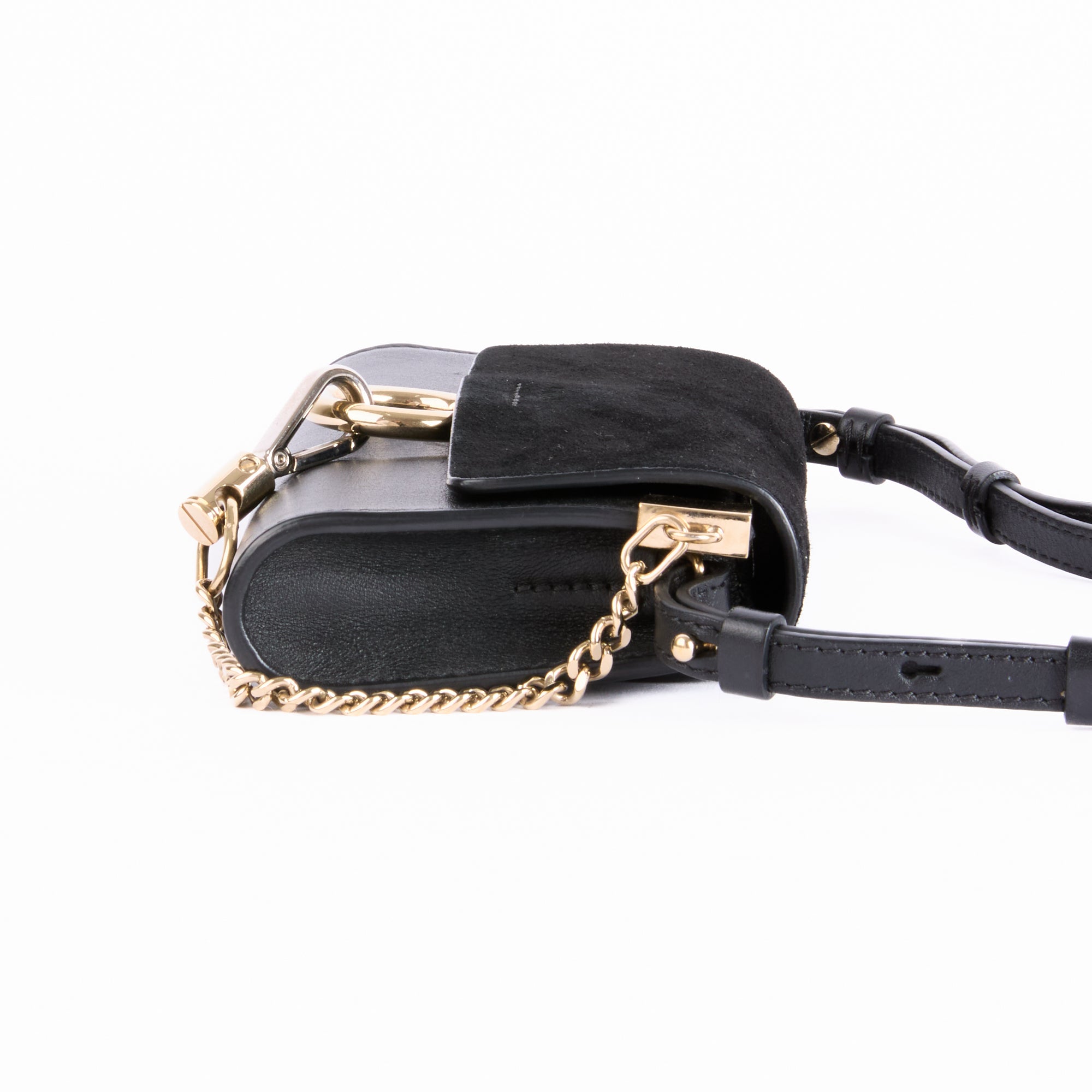CHLOE - Mini Faye Clutch Shoulder Bag in Black Suede Leather - Handbag
