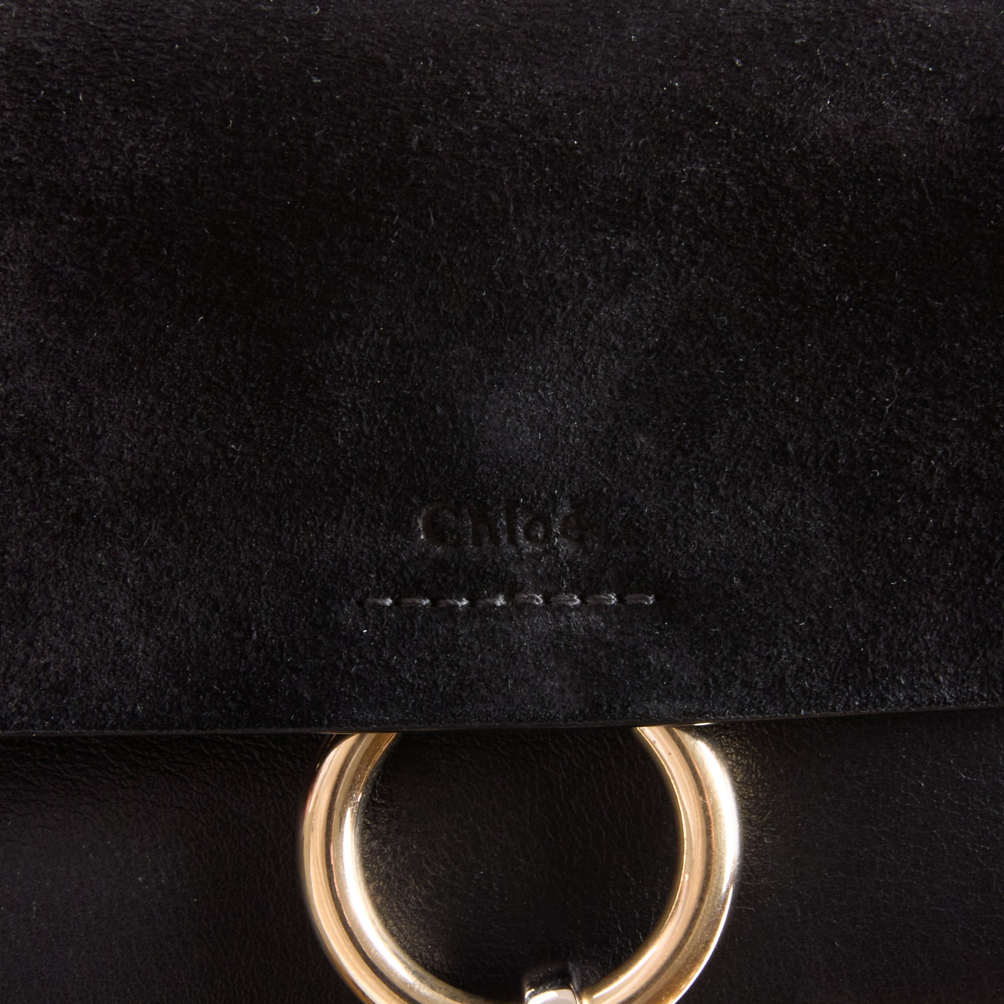 CHLOE - Mini Faye Clutch Shoulder Bag in Black Suede Leather - Handbag