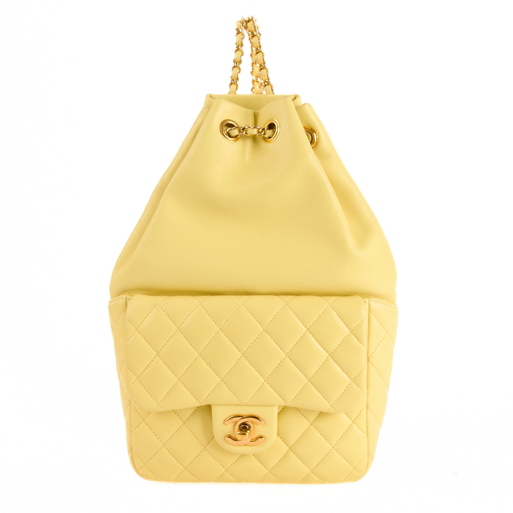 CHANEL - Sac à dos Timeless cuir matelassé jaune - Hand bag