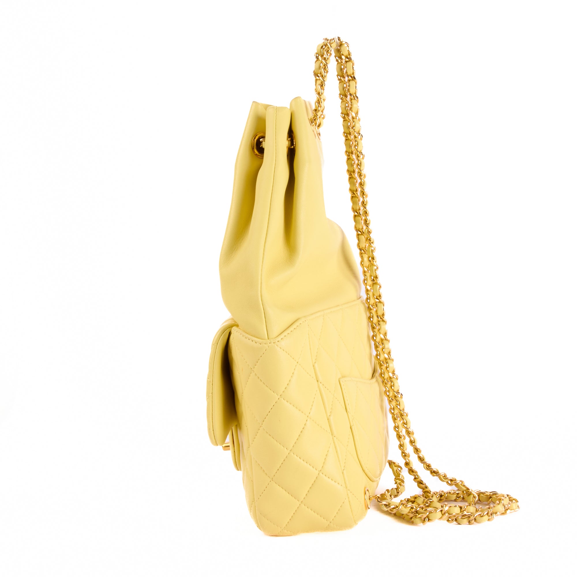 CHANEL - Sac à dos Timeless cuir matelassé jaune - Hand bag
