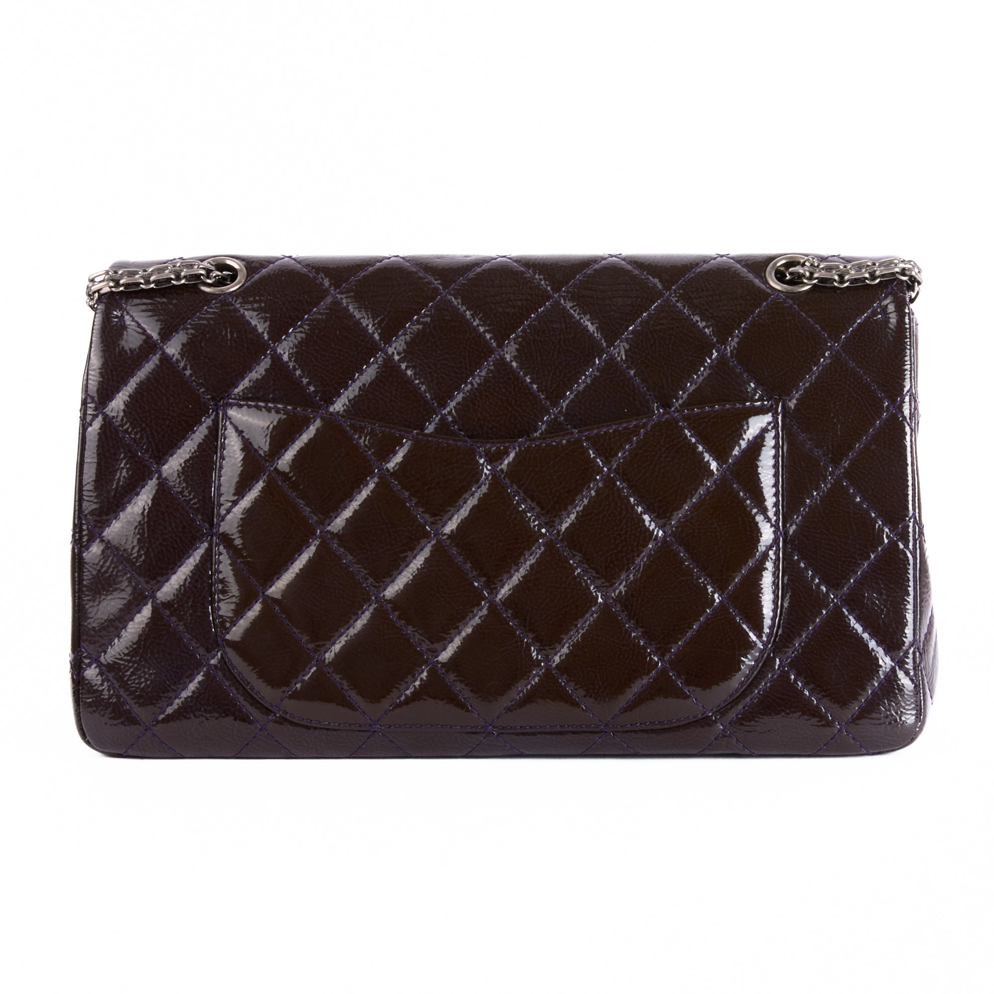 CHANEL - Sac bandoulière 2.55 Jumbo cuir vernis violet - Hand bag