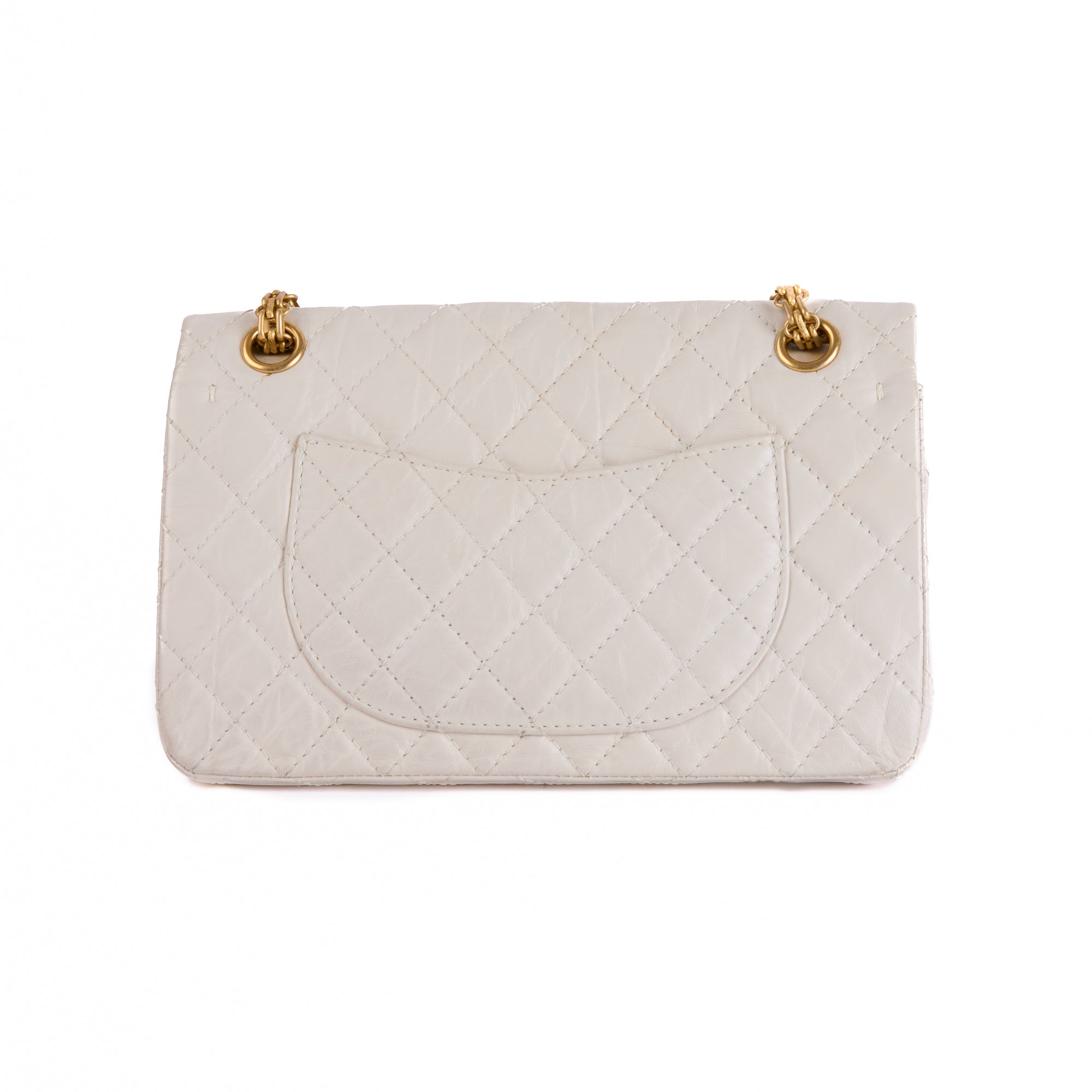 CHANEL - Sac bandoulière 2.55 Classique Medium cuir blanc - Hand bag