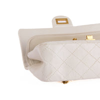CHANEL - Sac bandoulière 2.55 Classique Medium cuir blanc - Hand bag