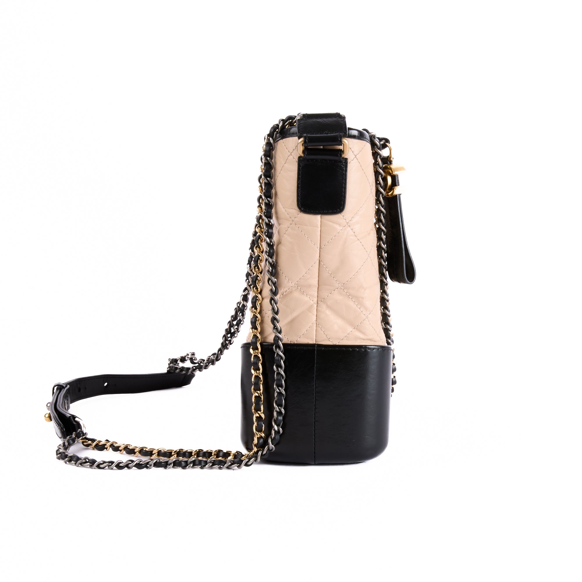 CHANEL - Sac bandoulière Gabrielle Large cuir beige noir - Hand bag