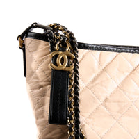 CHANEL - Sac bandoulière Gabrielle Large cuir beige noir - Hand bag