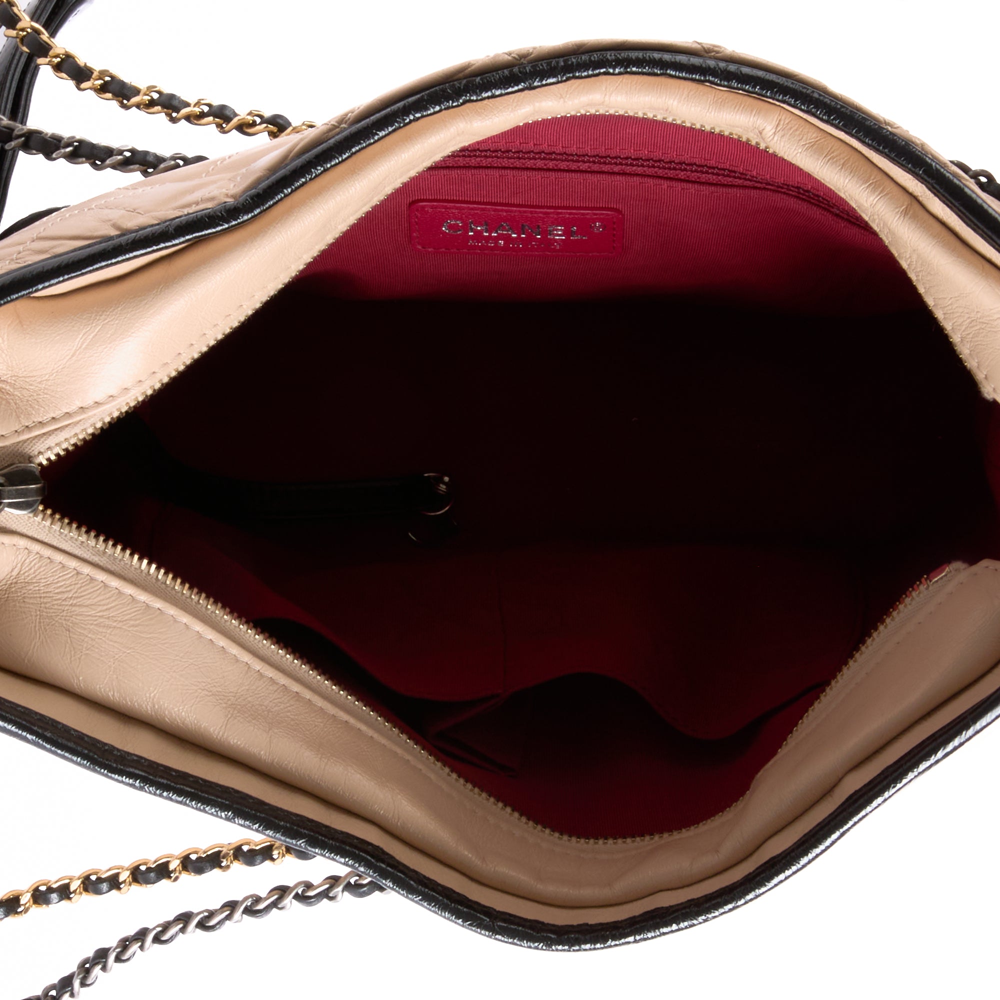 CHANEL - Sac bandoulière Gabrielle Large cuir beige noir - Hand bag