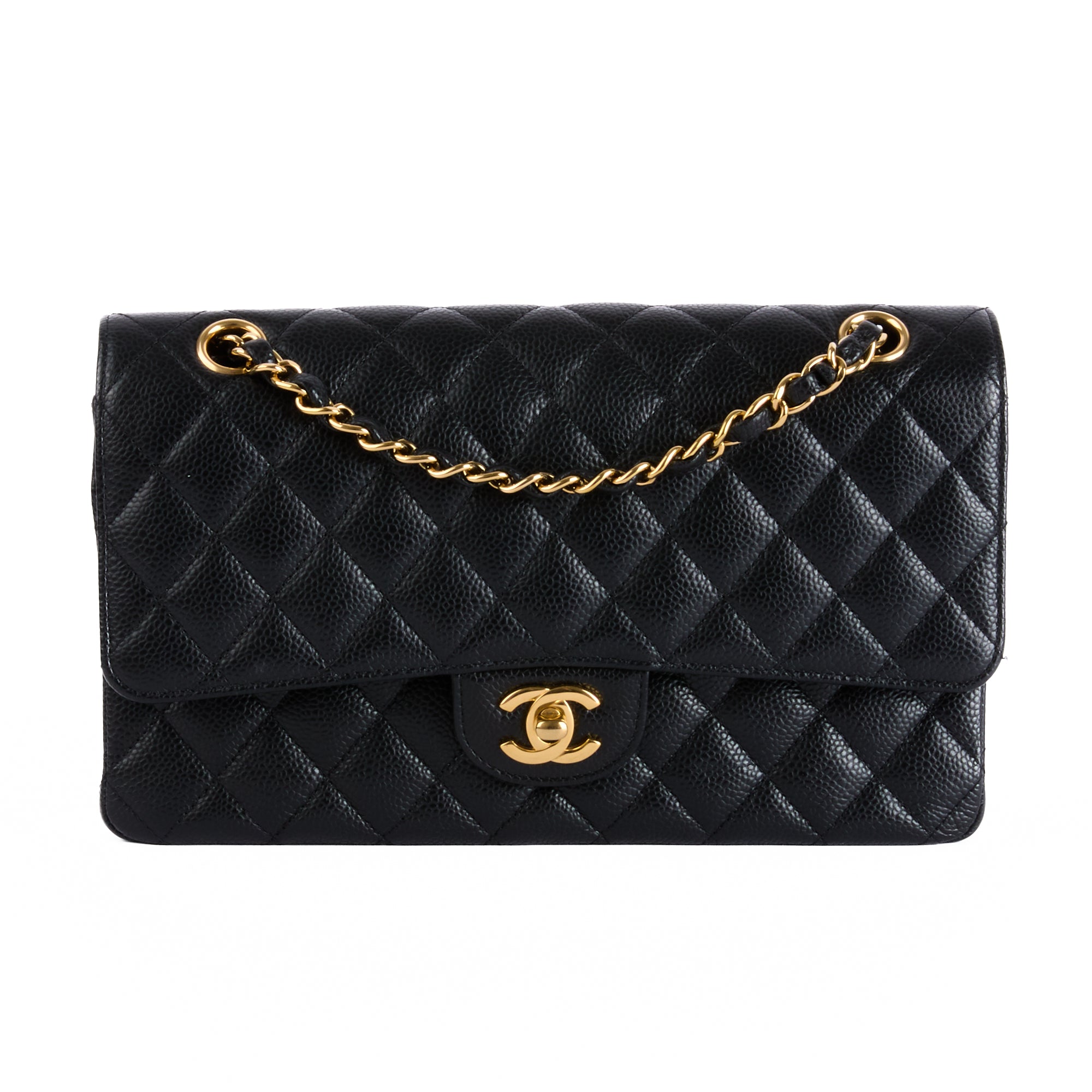 CHANEL - Sac bandoulière Timeless Medium Classique cuir caviar noir - Hand bag