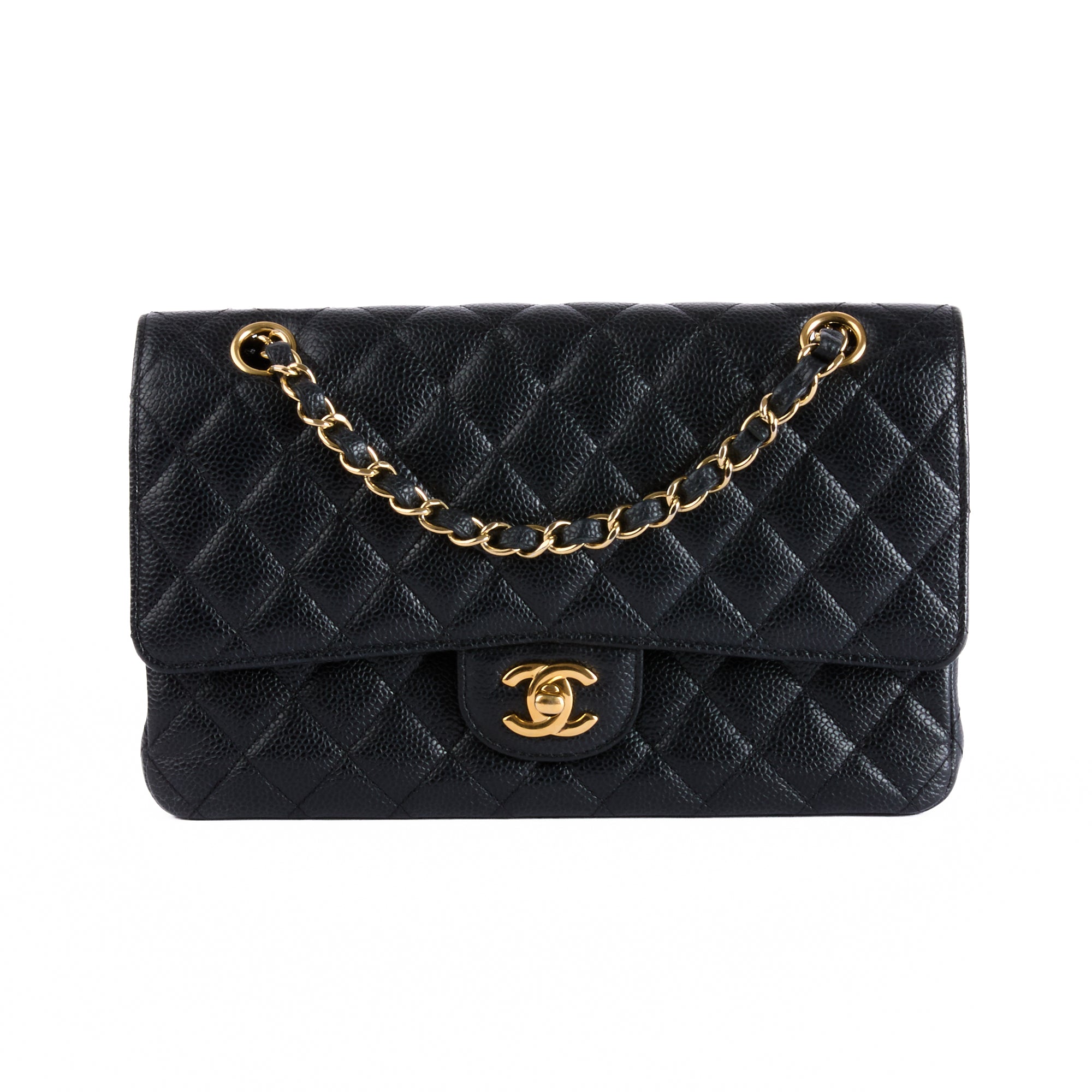CHANEL - Sac bandoulière Timeless Medium classique cuir caviar noir - Hand bag