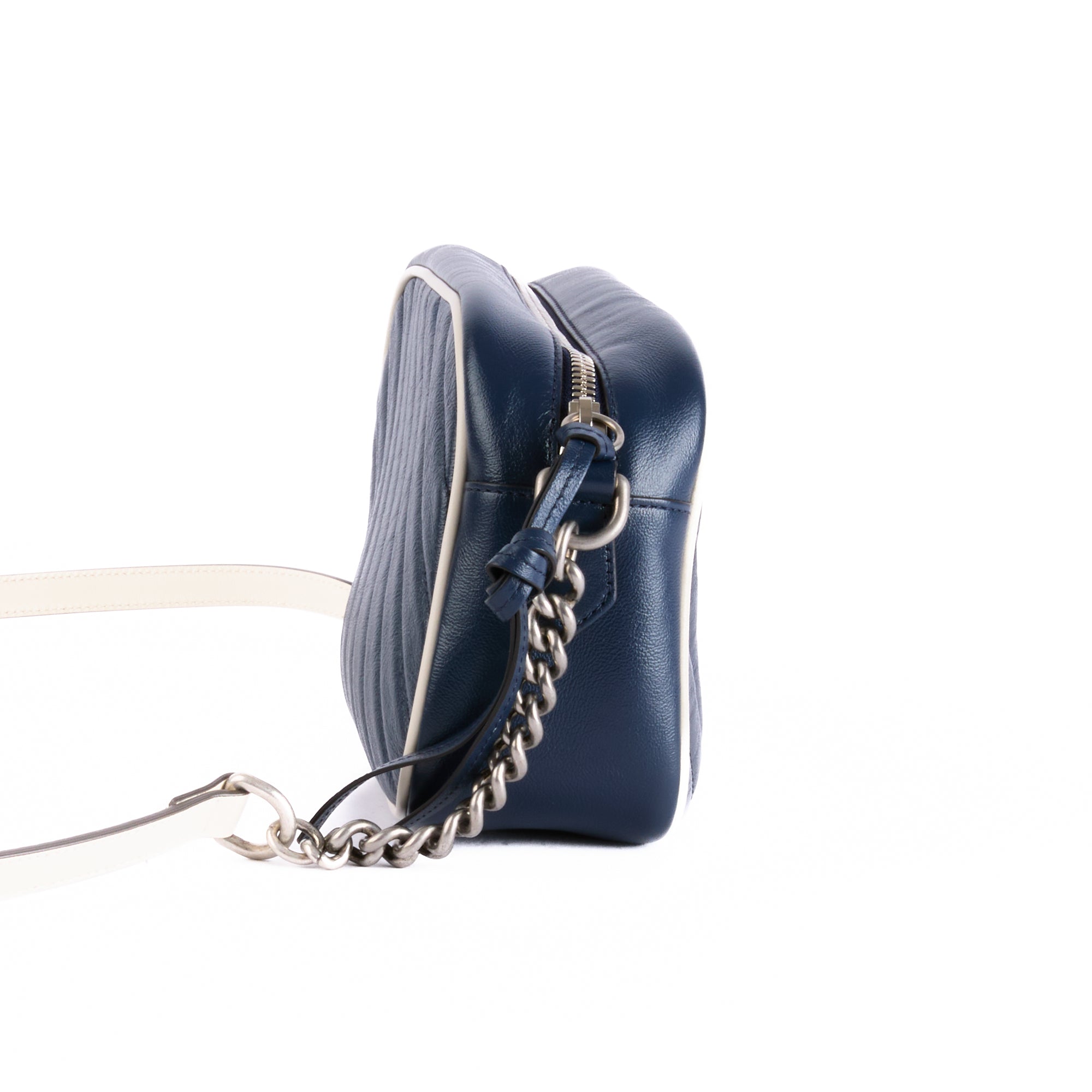 GUCCI - Sac à main Caméra GG Marmont cuir bleu - Hand bag