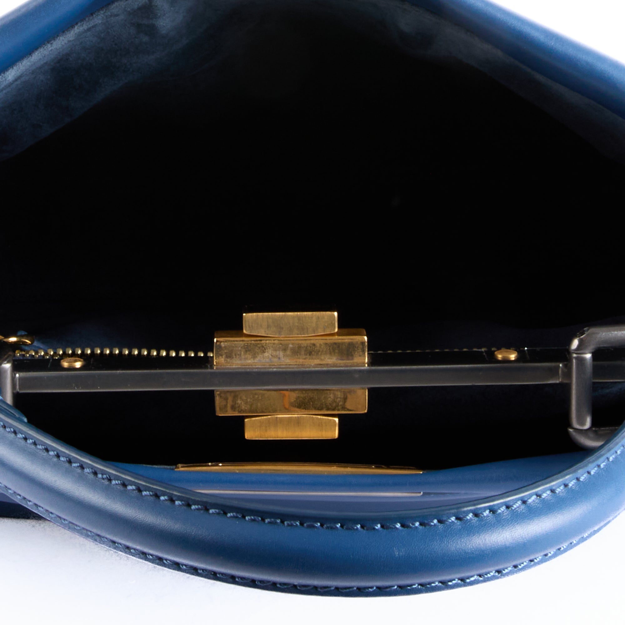 FENDI - Sac à main Peekaboo Medium cuir bleu marine - Hand bag