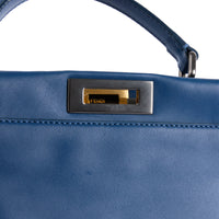 FENDI - Sac à main Peekaboo Medium cuir bleu marine - Hand bag