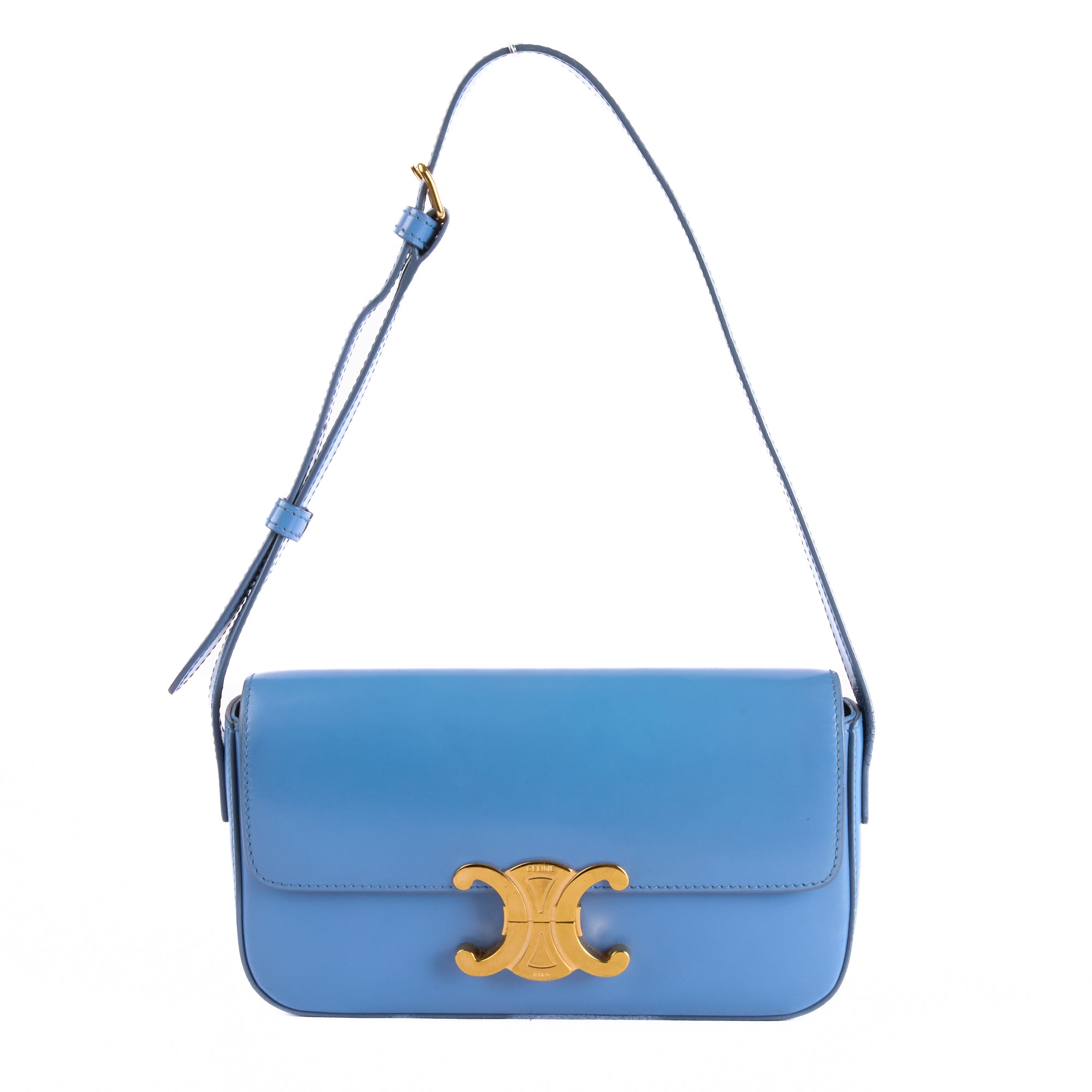 CELINE - Sac à main Claude Triomphe cuir bleu - Hand bag