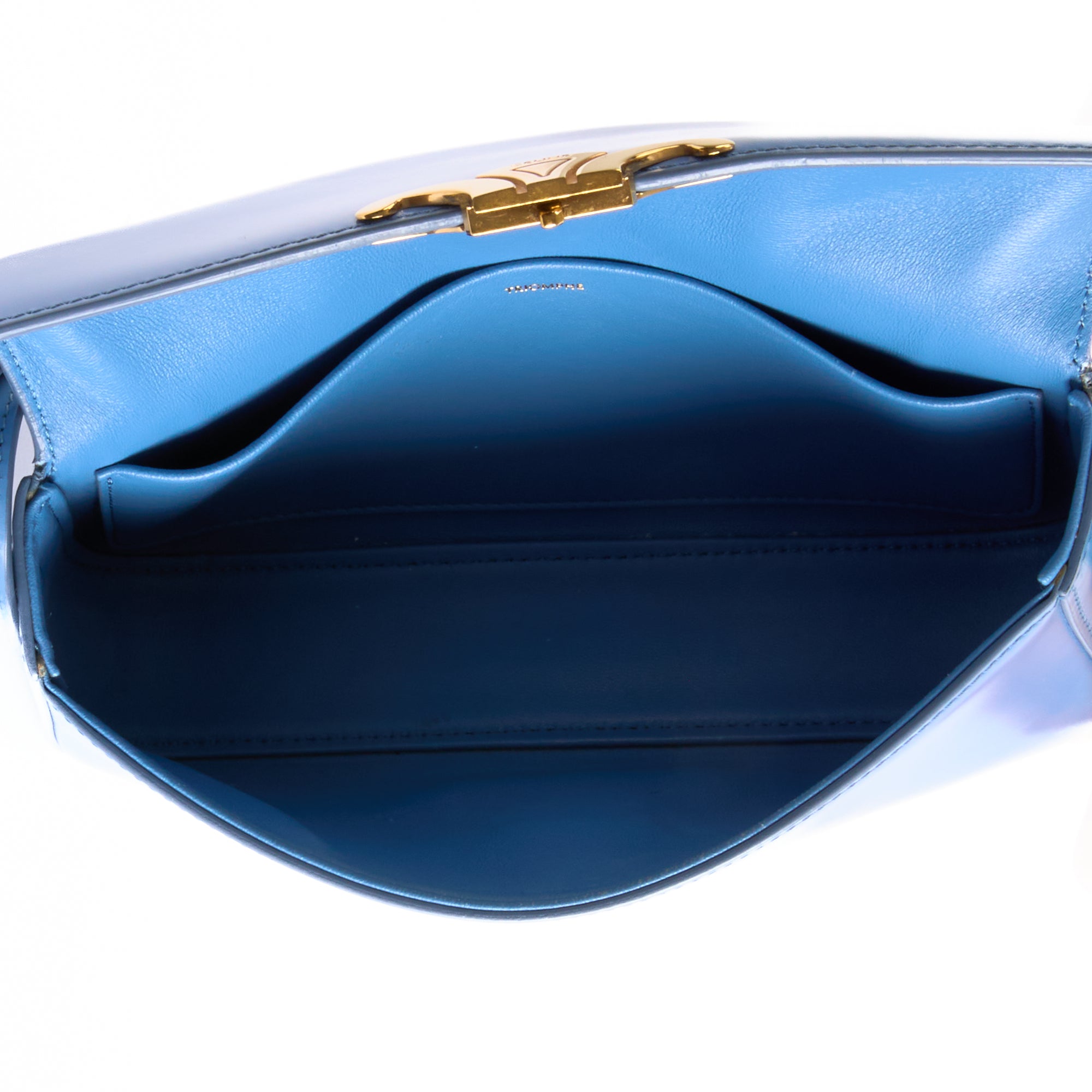 CELINE - Sac à main Claude Triomphe cuir bleu - Hand bag