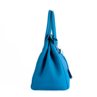 HERMES - Sac à main Birkin 30 cuir Taurillon Clémence Bleu Hydra - Hand bag