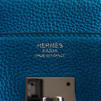 HERMES - Sac à main Birkin 30 cuir Taurillon Clémence Bleu Hydra - Hand bag