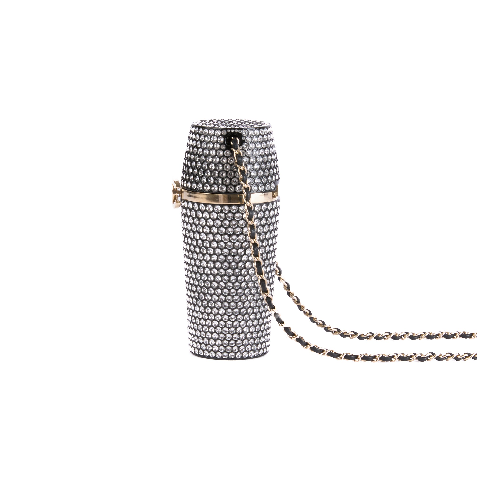 CHANEL - Sac bandoulière étui rouge à lèvres Strass Logo CC - Lipstick Bag