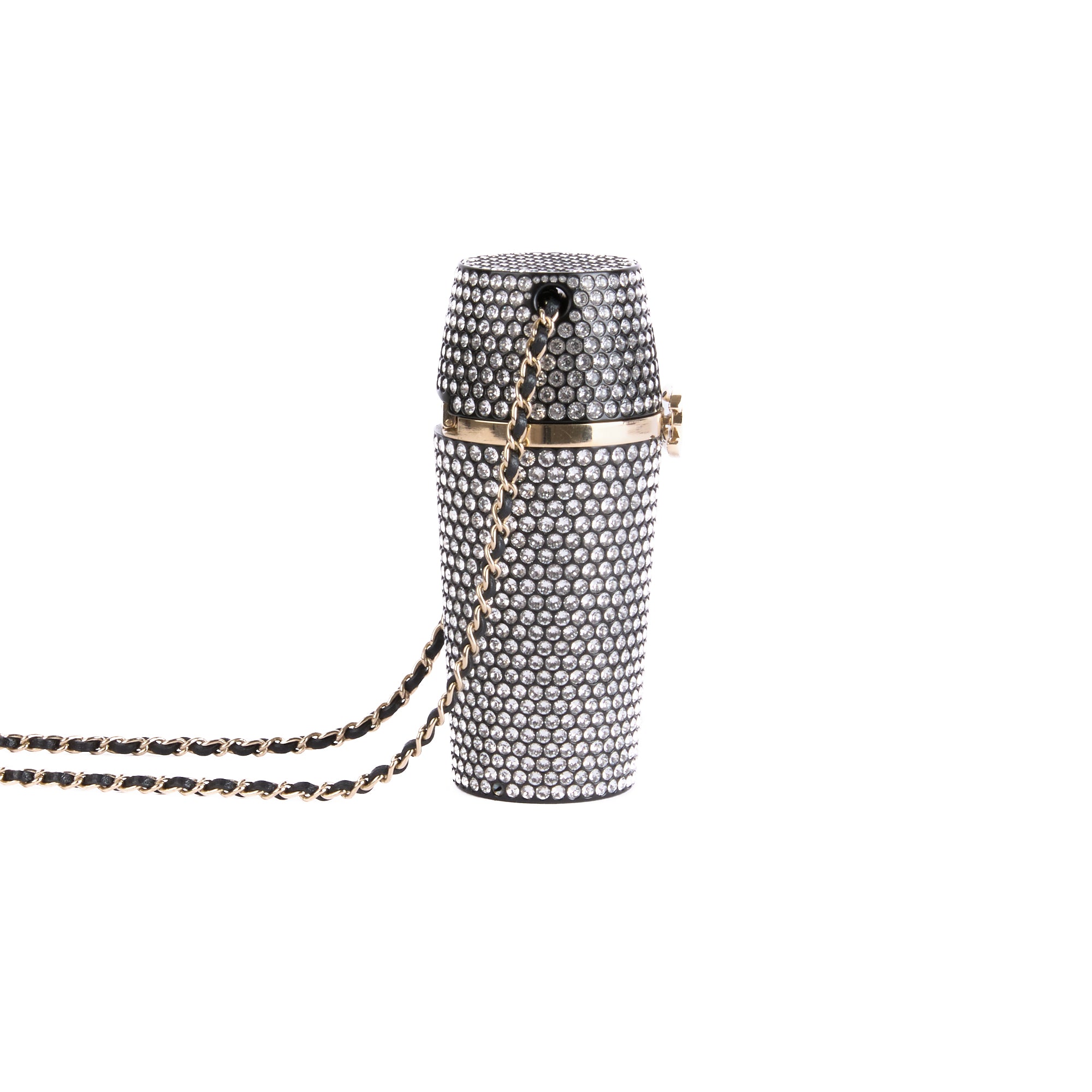 CHANEL - Sac bandoulière étui rouge à lèvres Strass Logo CC - Lipstick Bag