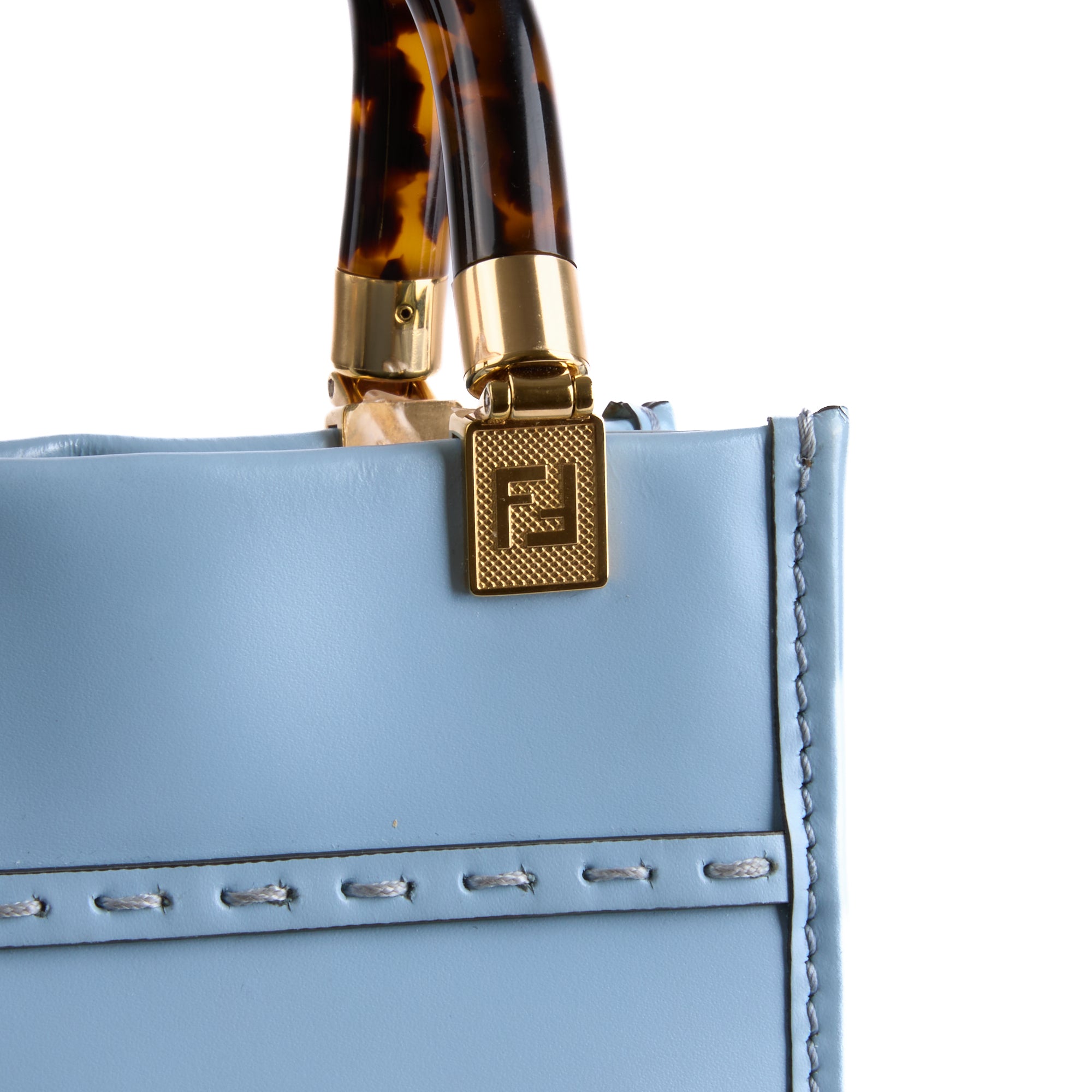 FENDI - Sac à main Mini Sunshine cuir bleu - Hand bag