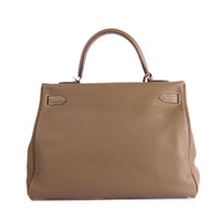 HERMES - Kelly 35 shoulder bag in Swift Etoupe leather - Handbag 