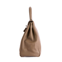 HERMES - Kelly 35 shoulder bag in Swift Etoupe leather - Handbag 