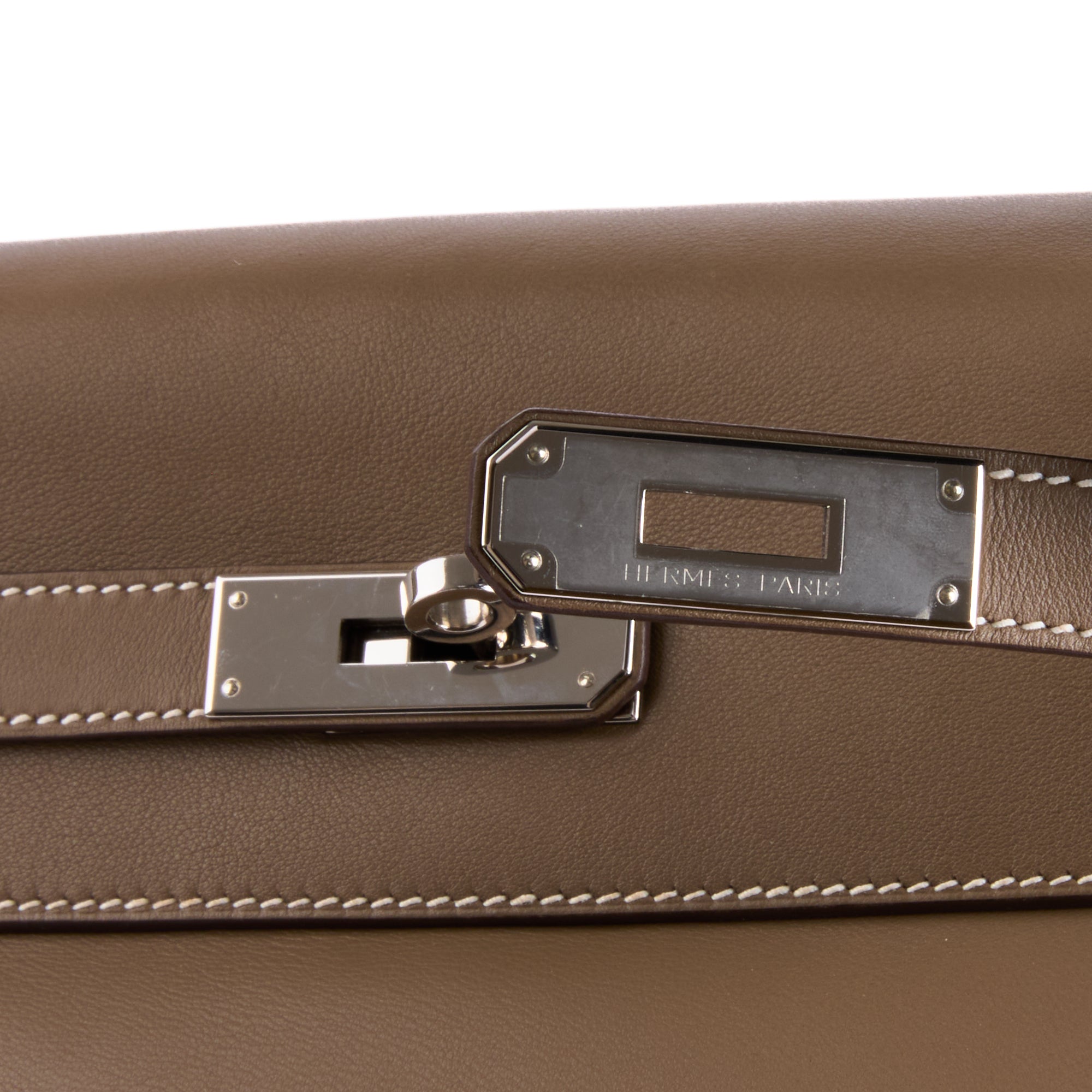 HERMES - Kelly 35 shoulder bag in Swift Etoupe leather - Handbag 