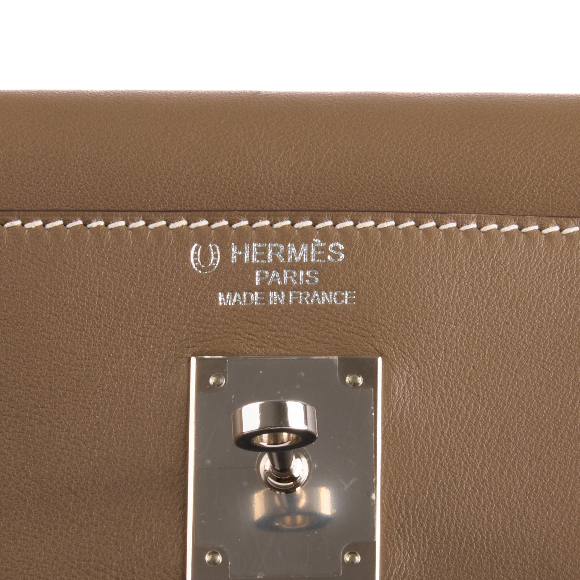 HERMES - Kelly 35 shoulder bag in Swift Etoupe leather - Handbag 