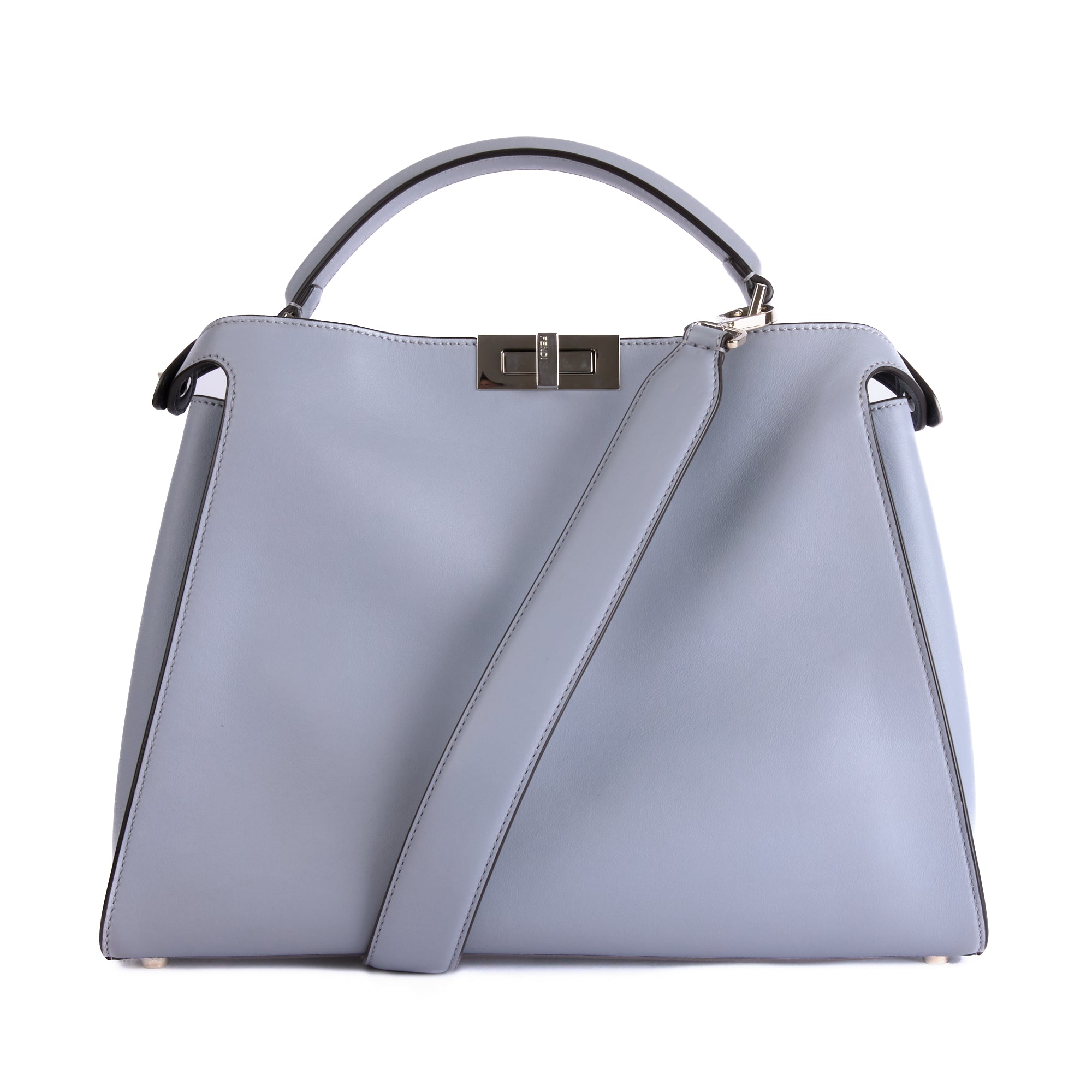 FENDI - Sac à main Peekaboo Large cuir gris - Hand bag