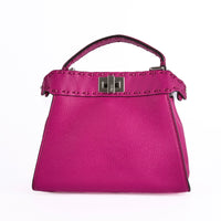 FENDI - Sac bandoulière Peekaboo IseeU Selleria cuir rose - Hand bag