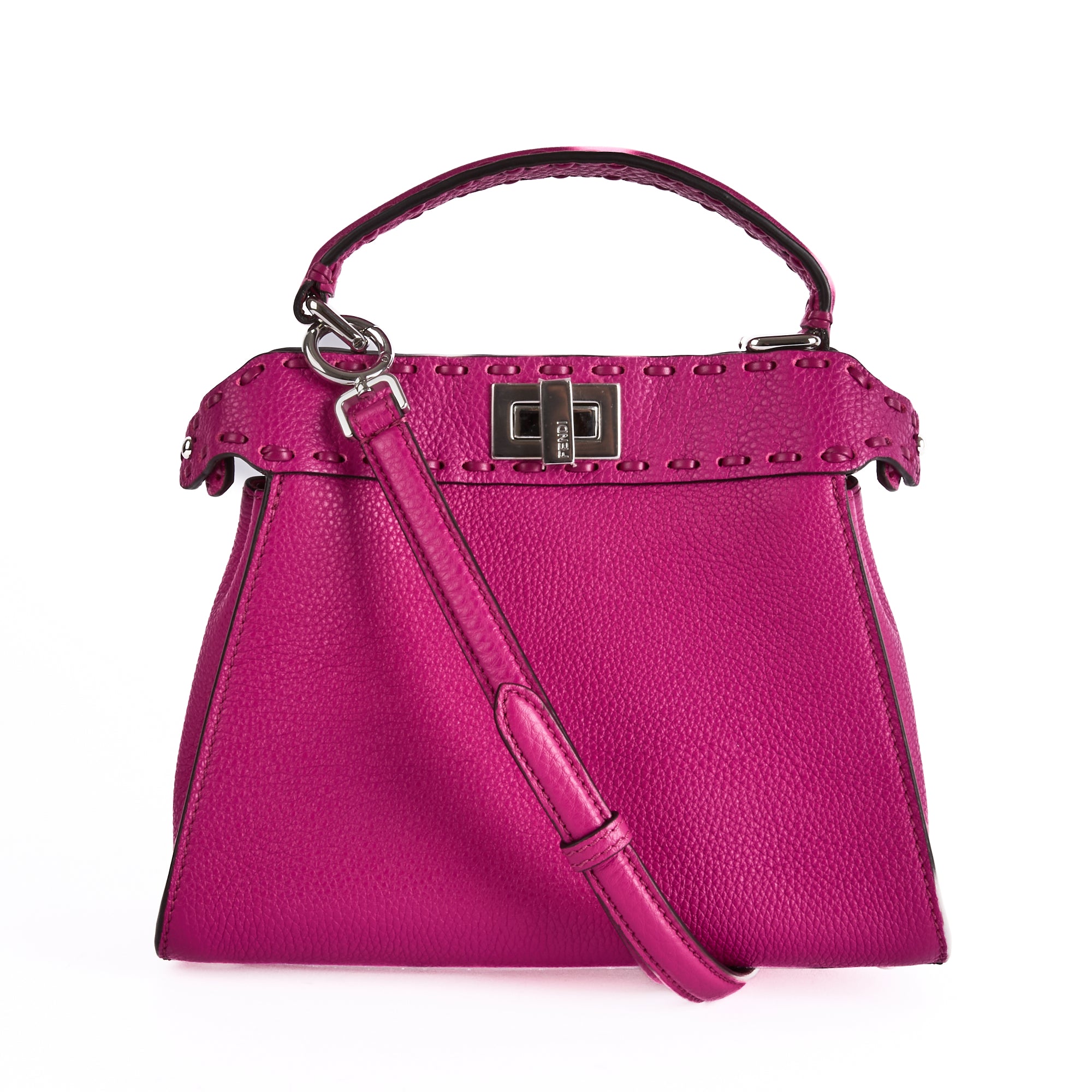 FENDI - Sac bandoulière Peekaboo IseeU Selleria cuir rose - Hand bag